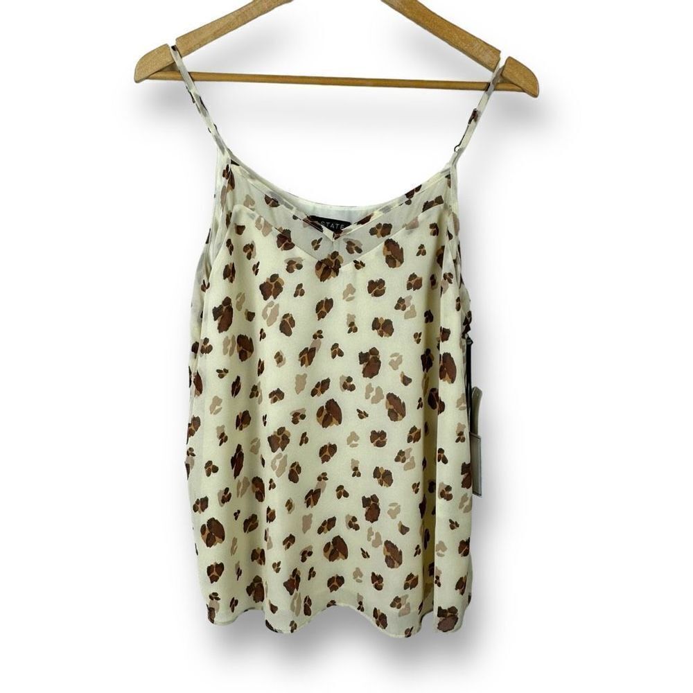 1State Women's Size M Floating Leopard Cami Tank Neutral Beige Brown New